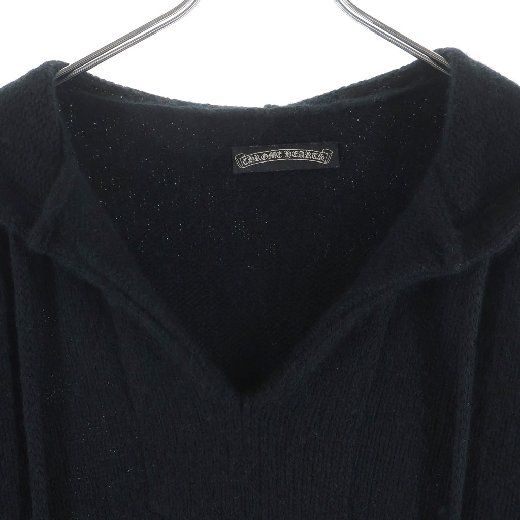 CHROME HEARTS(クロムハーツ) CASHMERE MOHAIR HOODIE 袖クロスパッチ タイニーCHクロス カシミヤ モヘア フーディ パーカー ブラック