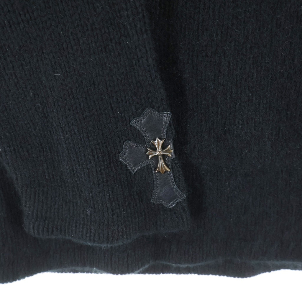 CHROME HEARTS(クロムハーツ) CASHMERE MOHAIR HOODIE 袖クロスパッチ タイニーCHクロス カシミヤ モヘア フーディ パーカー ブラック