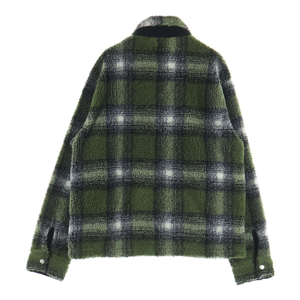 STUSSY(ステューシー) SHADOW PLAID SHERPA ZIP SHIRT OLIVE 1110224 シャドウ プレイド シェルパ ジップフリース シャツ ジャケット オリーブ