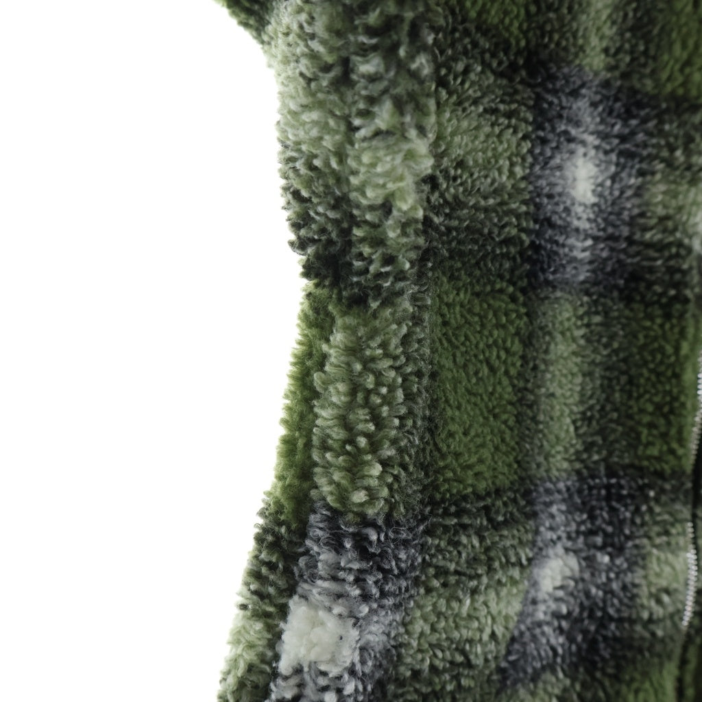 STUSSY(ステューシー) SHADOW PLAID SHERPA ZIP SHIRT OLIVE 1110224 シャドウ プレイド シェルパ ジップフリース シャツ ジャケット オリーブ