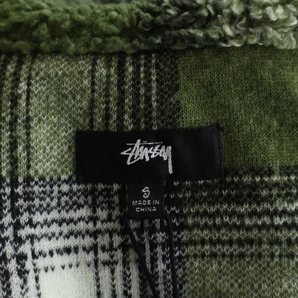 STUSSY(ステューシー) SHADOW PLAID SHERPA ZIP SHIRT OLIVE 1110224 シャドウ プレイド シェルパ ジップフリース シャツ ジャケット オリーブ