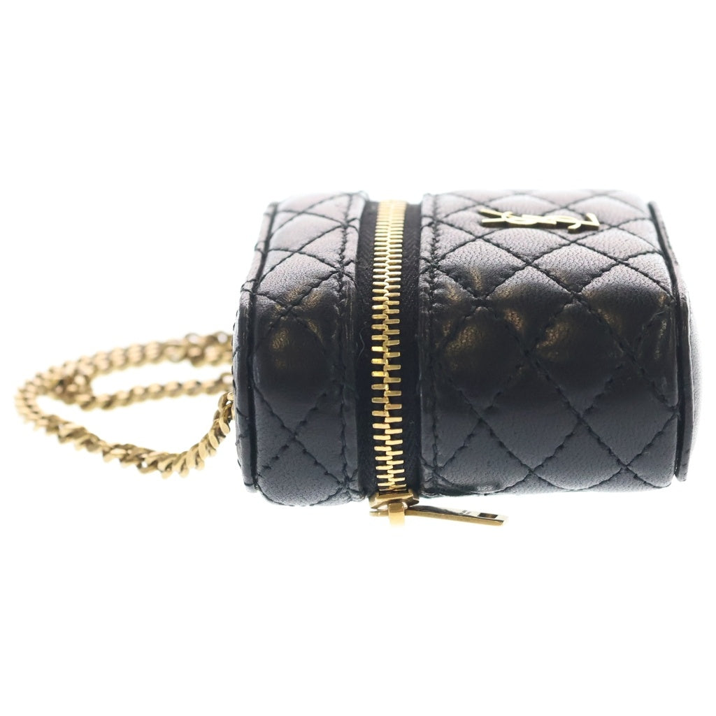 SAINT LAURENT PARIS(サンローランパリ) Micro Gabby Mini Handbag ギャビー ラムスキン キルティング レザーミニハンドバッグ ポーチ ブラック 823948 レディース