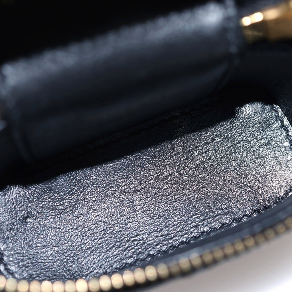 SAINT LAURENT PARIS(サンローランパリ) Micro Gabby Mini Handbag ギャビー ラムスキン キルティング レザーミニハンドバッグ ポーチ ブラック 823948 レディース