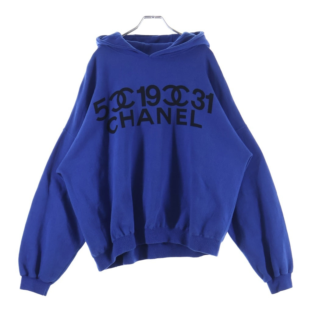 CHANEL(シャネル) 80S VINTAGE Logo Print Sweat Hoodie SAISON 1 ロゴプリント プルオーバースウェットパーカー ヴィンテージ フーディ 26432 ブルー