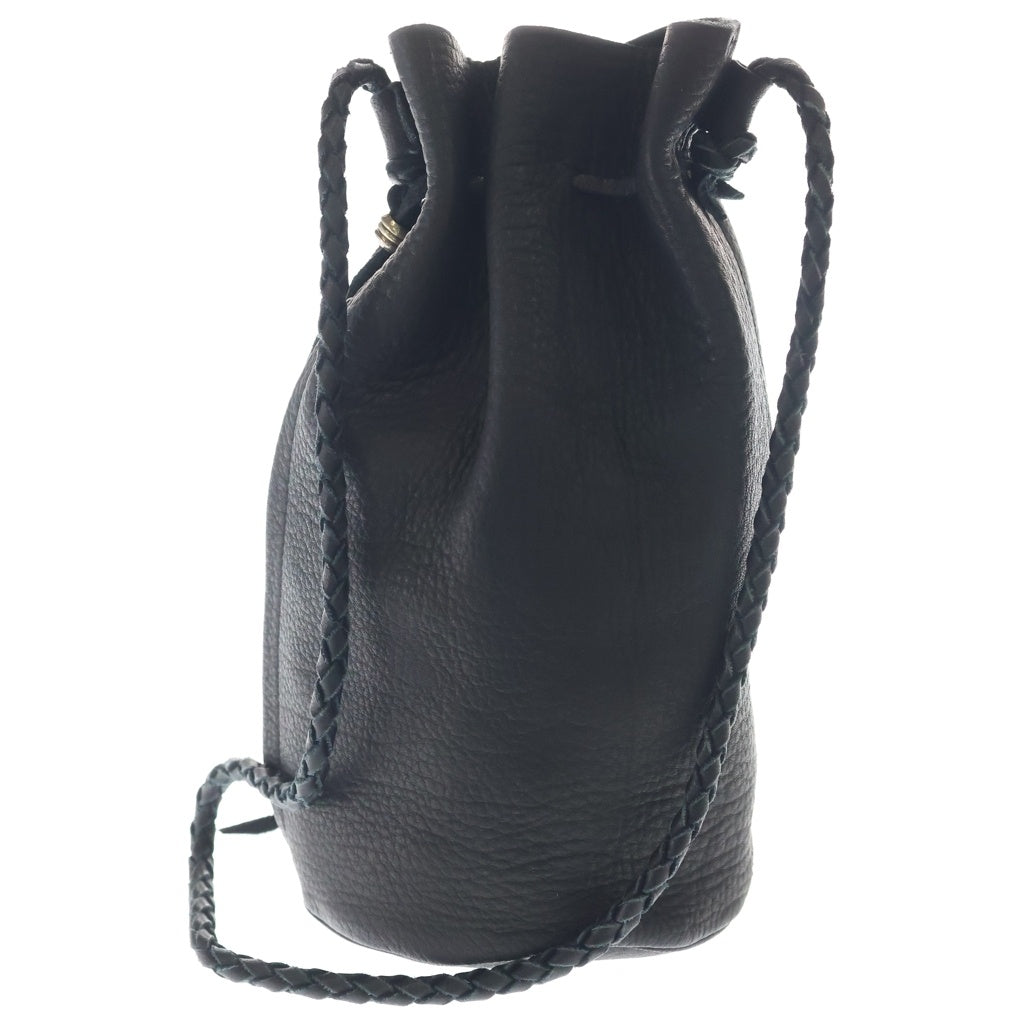 NO BRAND(ノーブランド) BIOTOP【ビオトープ】Kudu Zip Bag レザー巾着バッグ ブラック