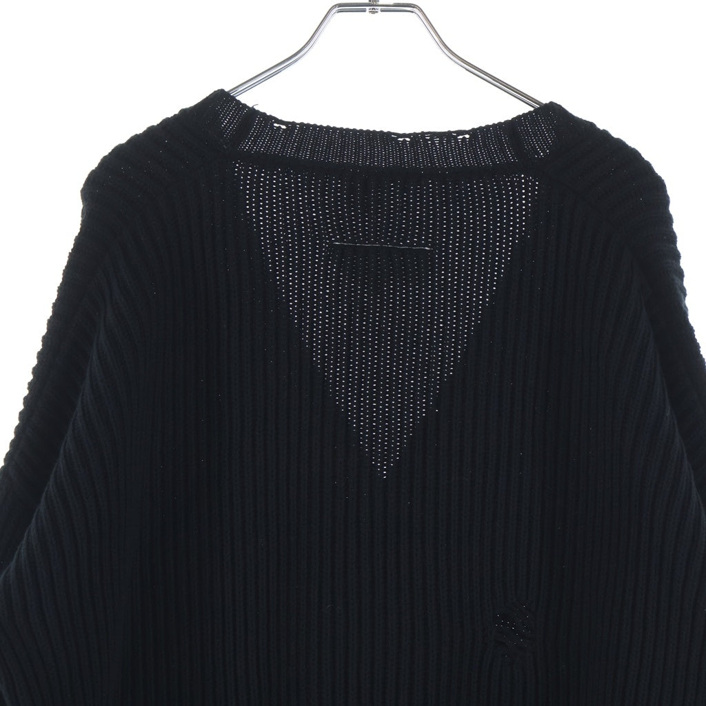 Maison Margiela(メゾンマルジェラ) 24SS Used Effect Cardigan ダメージ加工 ニットカーディガン ブラック SH0HP0001 S18452