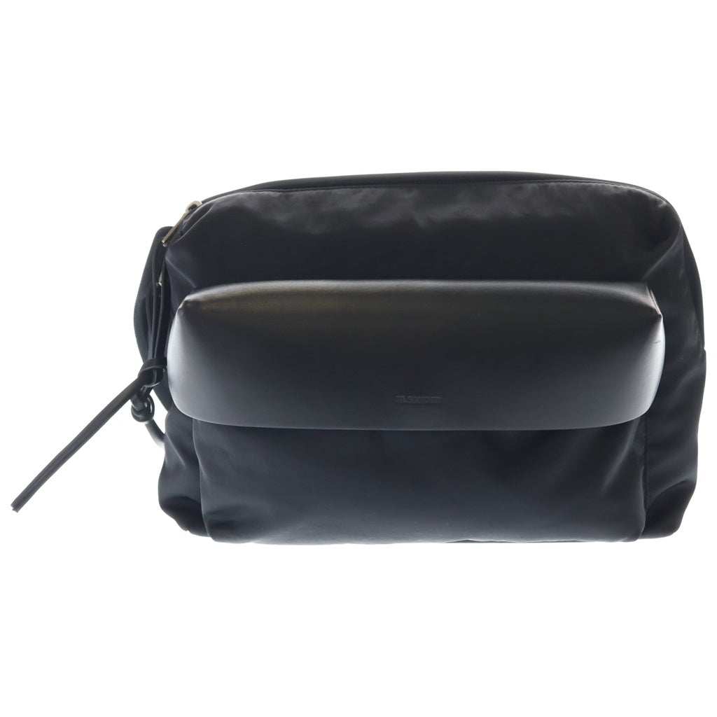 JIL SANDER(ジルサンダー) Lid Messenger レザー切替 ナイロンショルダーバッグ メッセンジャーバッグ ブラック