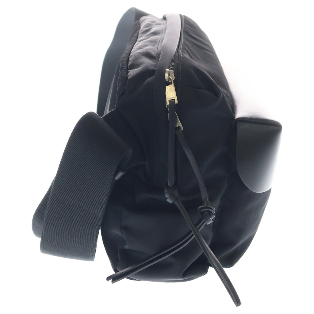 JIL SANDER(ジルサンダー) Lid Messenger レザー切替 ナイロンショルダーバッグ メッセンジャーバッグ ブラック
