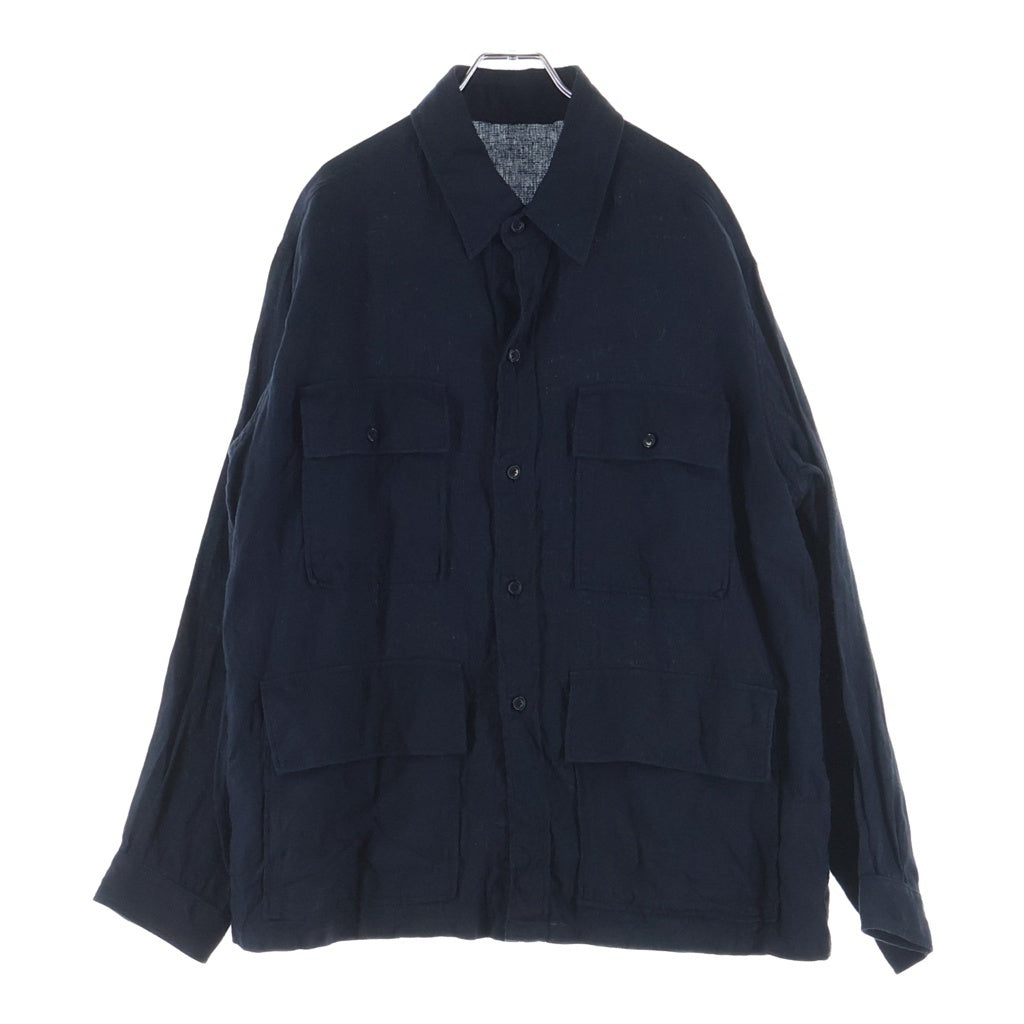 KAPTAIN SUNSHINE(キャプテンサンシャイン) 25SS Safari Shirt Jacket サファリ リネンシャツジャケット ネイビー KS25SJK20