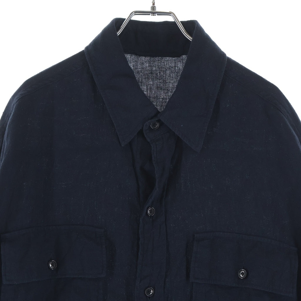 KAPTAIN SUNSHINE(キャプテンサンシャイン) 25SS Safari Shirt Jacket サファリ リネンシャツジャケット ネイビー KS25SJK20