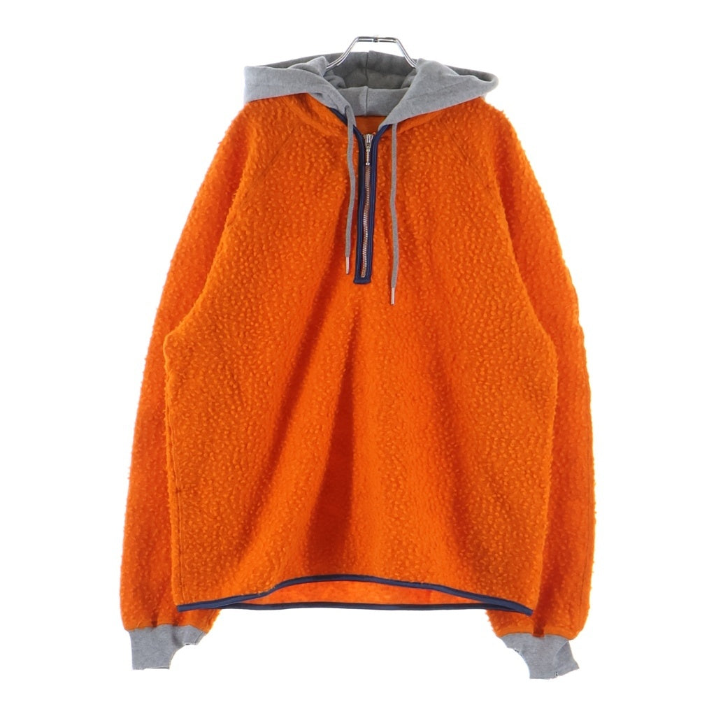 NO BRAND(ノーブランド) Stockholm Surfboard Club【ストックホルムサーフボードクラブ】 Wool Pile Hoodie ハーフジップ ボアパーカー フーディー オレンジ