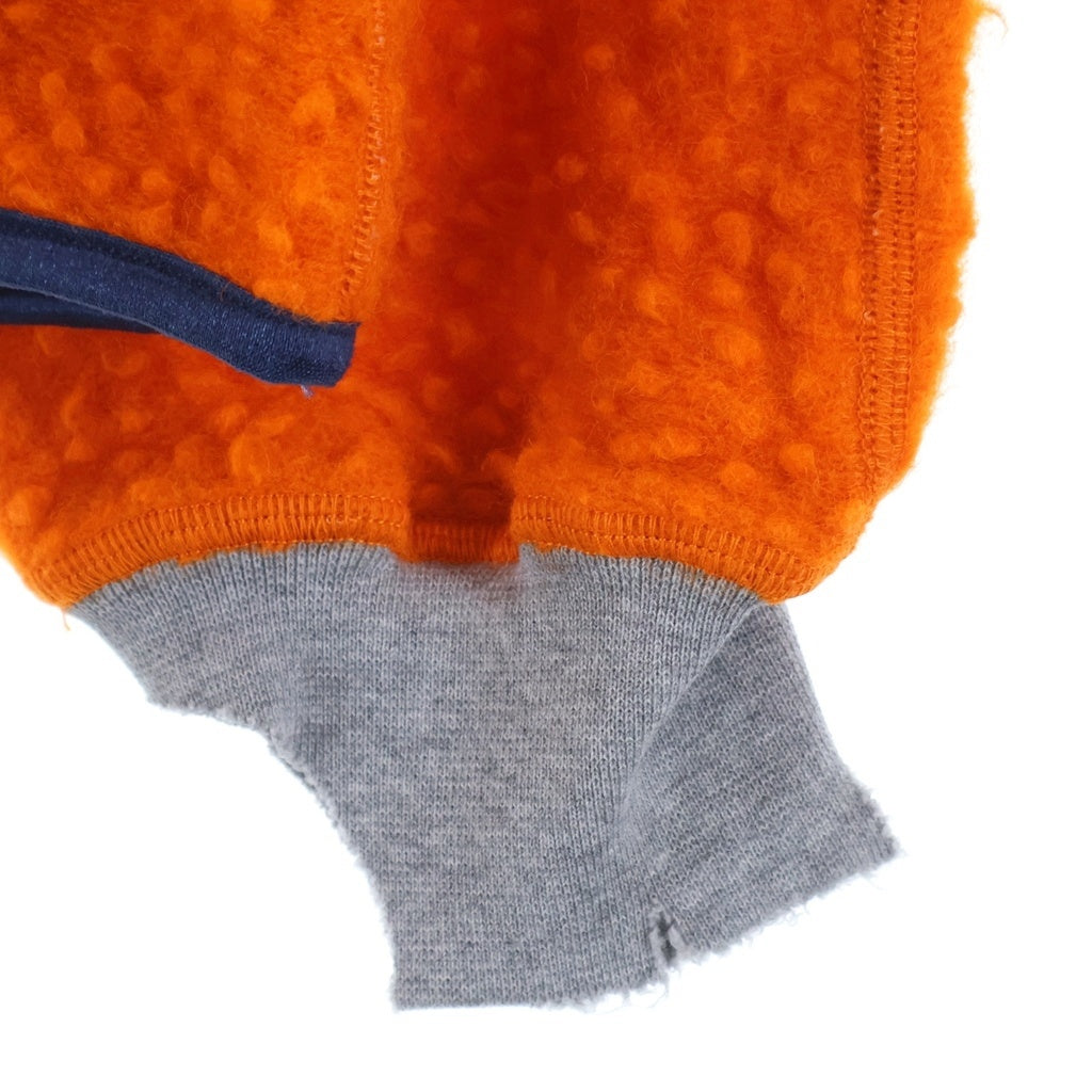 NO BRAND(ノーブランド) Stockholm Surfboard Club【ストックホルムサーフボードクラブ】 Wool Pile Hoodie ハーフジップ ボアパーカー フーディー オレンジ