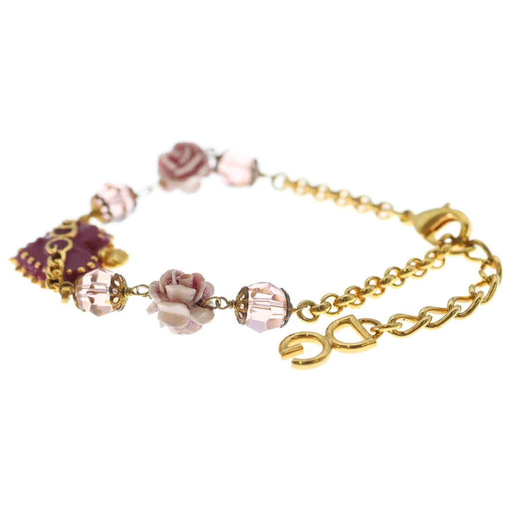 DOLCE & GABBANA(ドルチェアンドガッバーナ) Heart Charm Bracelet ハートチャームブレスレット ゴールド レディース