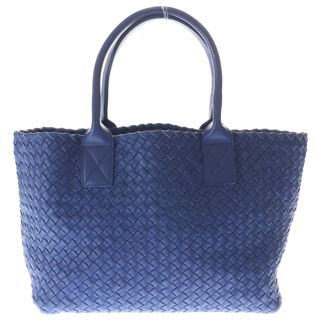 BOTTEGA VENETA(ボッテガヴェネタ) Cabat PM カバ マキシイントレチャート ポーチ付き レザーハンドバッグ ブルー 141498