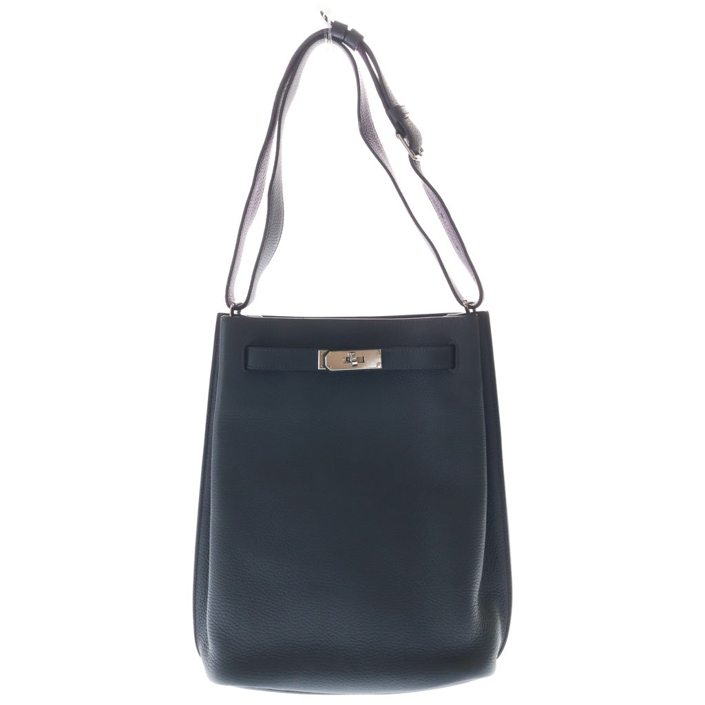HERMES(エルメス) Sokelly 22 ソーケリー トゴレザー バイカラー ショルダーバッグ ブラック/パープル □Q刻印 レディース