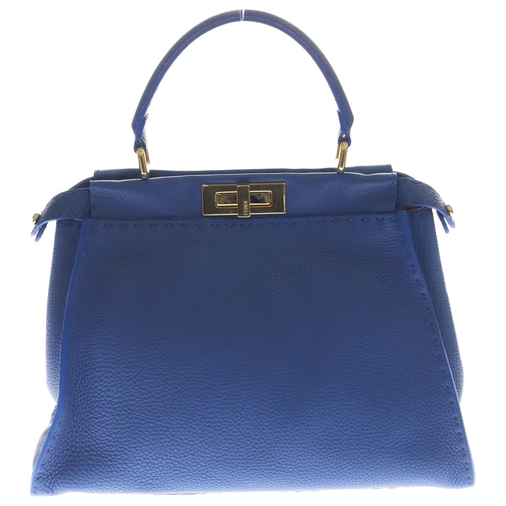 FENDI(フェンディ) Peekaboo Selleria ピーカブー セレリア レザーハンドバッグ ショルダーバッグ ブルー 8BN226 レディース