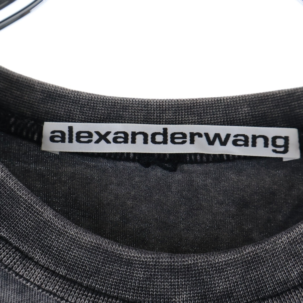 ALEXANDER WANG(アレキサンダーワン) Teddy Bear L/S T-Shirt フェード加工 ラインストーン装飾 長袖Tシャツ ロンT グレー
