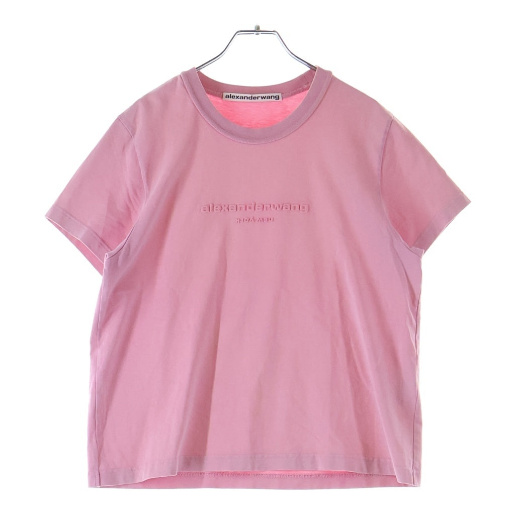 ALEXANDER WANG(アレキサンダーワン) Emboss T-Shirt エンボスロゴ クロップド 半袖Tシャツ ピンク レディース
