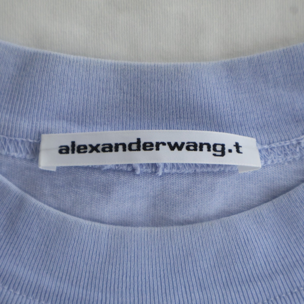 ALEXANDER WANG(アレキサンダーワン) Gradation T-Shirt ロゴ刺繍 クロップド 半袖Tシャツ ブルー レディース