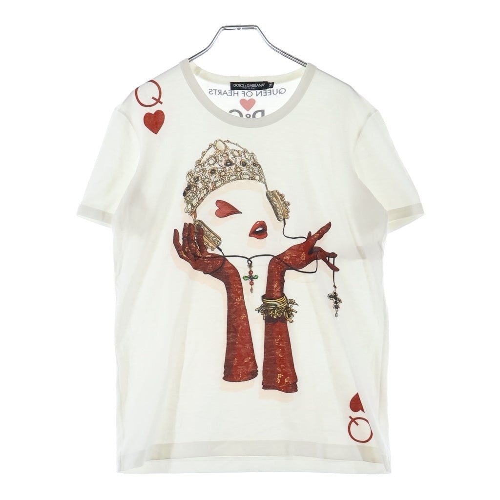 DOLCE & GABBANA(ドルチェアンドガッバーナ) 18SS Queen Of Hearts T-Shirt 半袖Tシャツ ホワイト F8H50T FH7U9