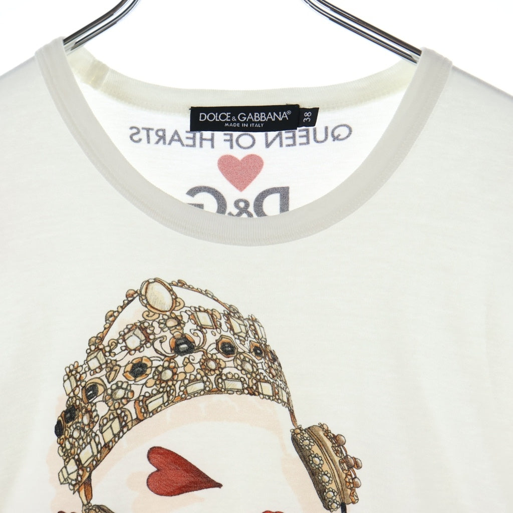 DOLCE & GABBANA(ドルチェアンドガッバーナ) 18SS Queen Of Hearts T-Shirt 半袖Tシャツ ホワイト F8H50T FH7U9