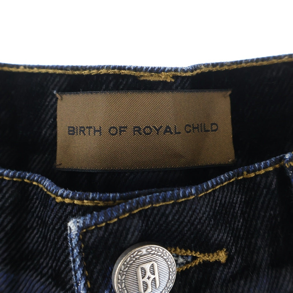 BIRTH OF ROYAL CHILD(バースオブロイヤルチャイルド) 20K Diamond Starlight Denim Shorts ラインストーン装飾 デニムハーフパンツ ショーツ ブラック