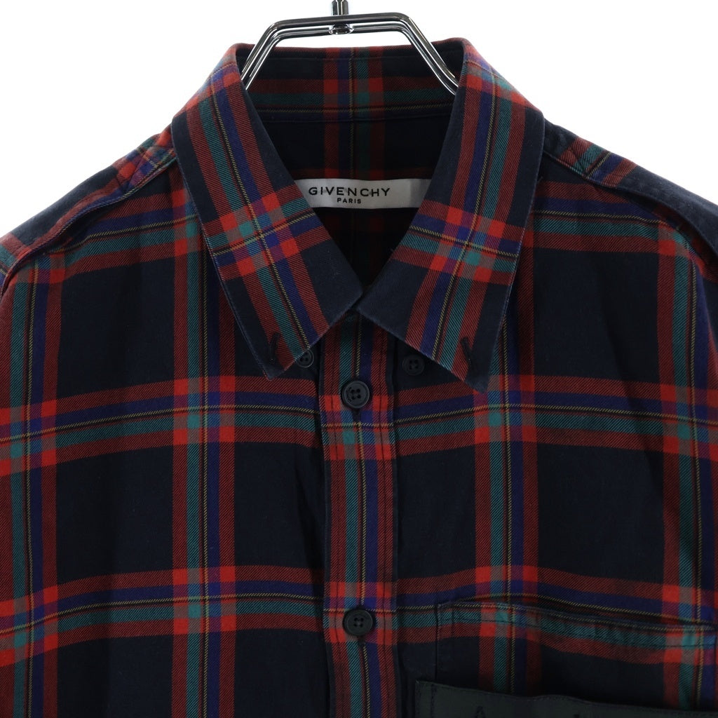 GIVENCHY(ジバンシィ) 16SS Star L/S Shirt スターレザーパッチ 長袖チェックシャツ マルチカラー 16S 6029 409