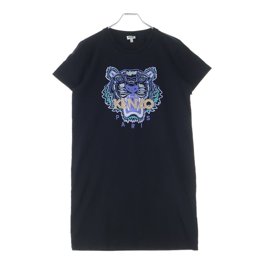 KENZO(ケンゾー) Dress Tiger タイガー刺繍 ドレスワンピース 半袖Tシャツ ブラック レディース FA52RO7574V9