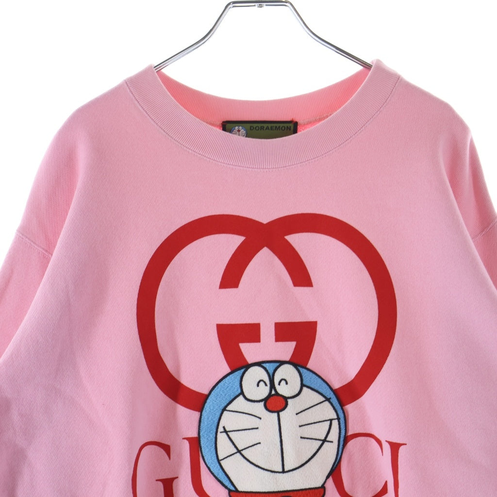 GUCCI(グッチ) Doraemon Crewneck Sweatshirt ドラえもん ロゴ刺繍 クルーネックスウェットトレーナー ピンク 617964 XJDIC