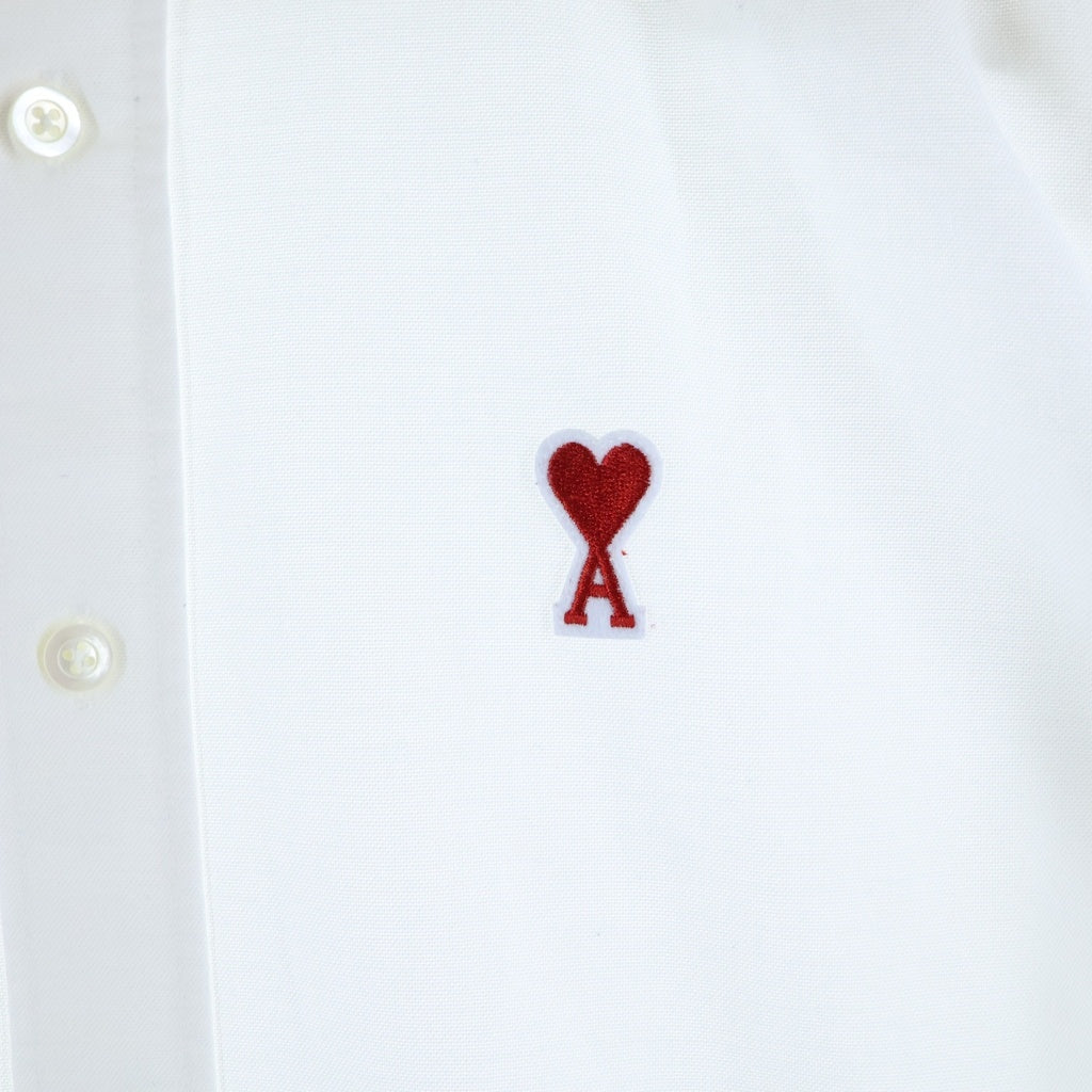 AMI Alexandre Mattiussi(アミアレクサンドルマテュッシ) L/S Shirt ハートロゴ刺繍 長袖シャツ ホワイト A19C013.45