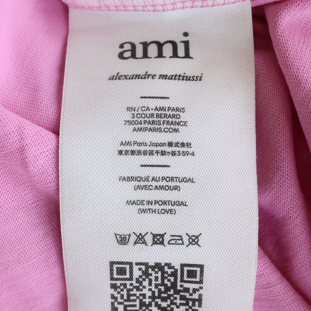 AMI Alexandre Mattiussi(アミアレクサンドルマテュッシ) T-Shirt ハートロゴ刺繍 半袖Tシャツ ピンク UTS004.726