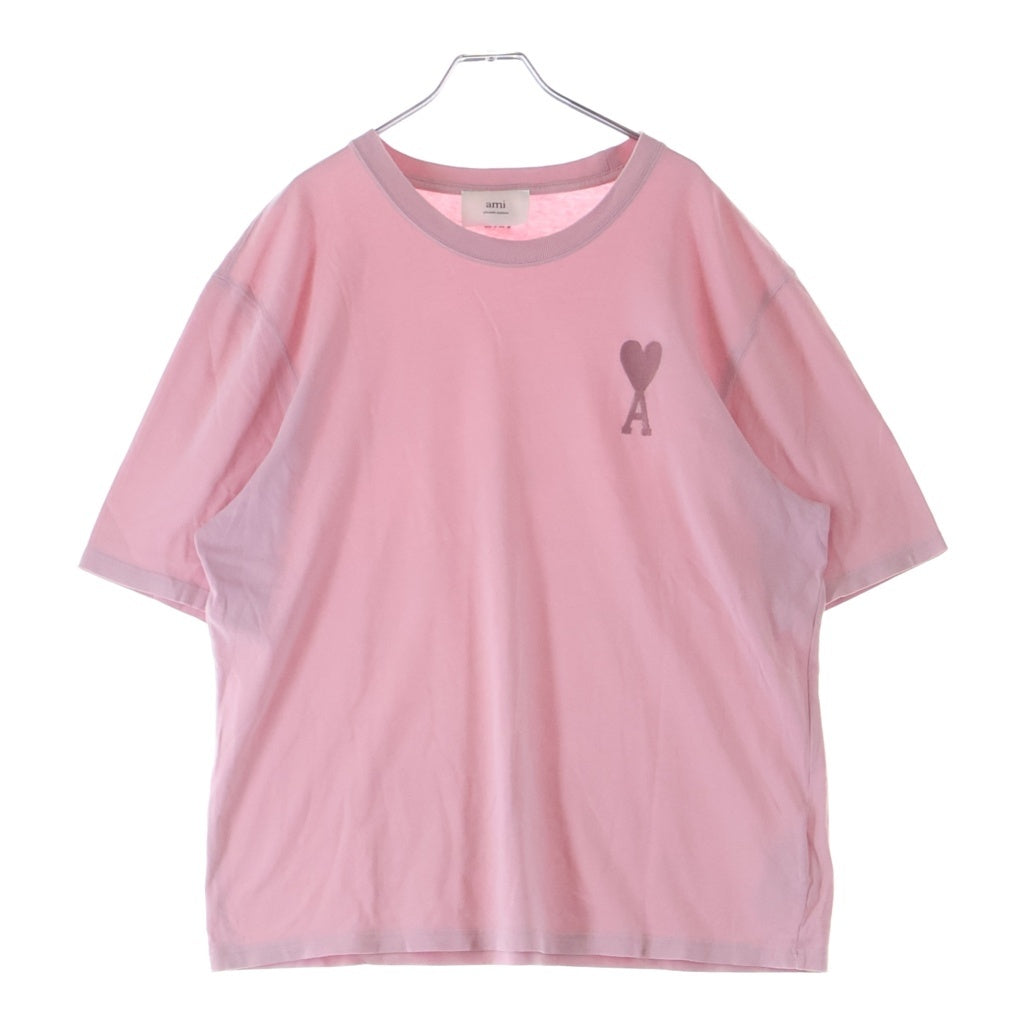 AMI Alexandre Mattiussi(アミアレクサンドルマテュッシ) T-Shirt ハートロゴ刺繍 半袖Tシャツ ピンク E22UTS002.726