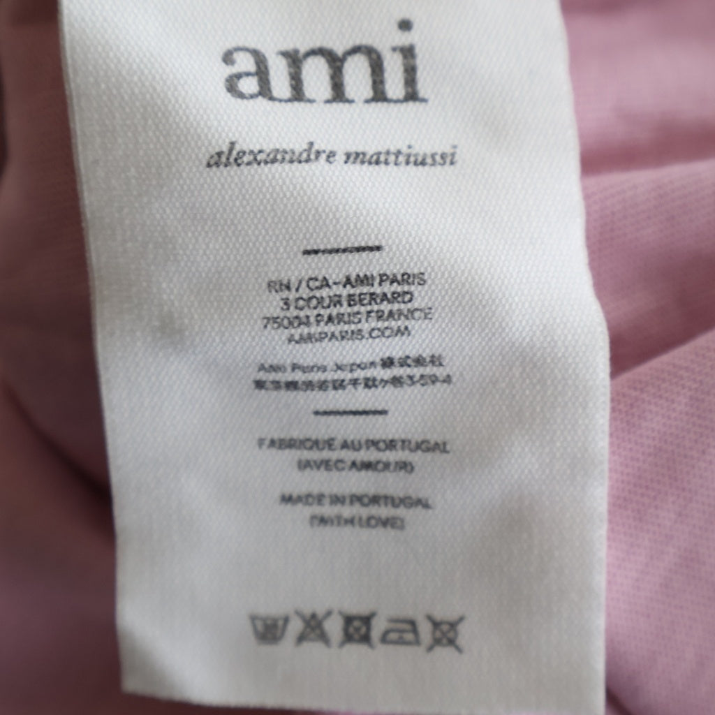 AMI Alexandre Mattiussi(アミアレクサンドルマテュッシ) T-Shirt ハートロゴ刺繍 半袖Tシャツ ピンク E22UTS002.726