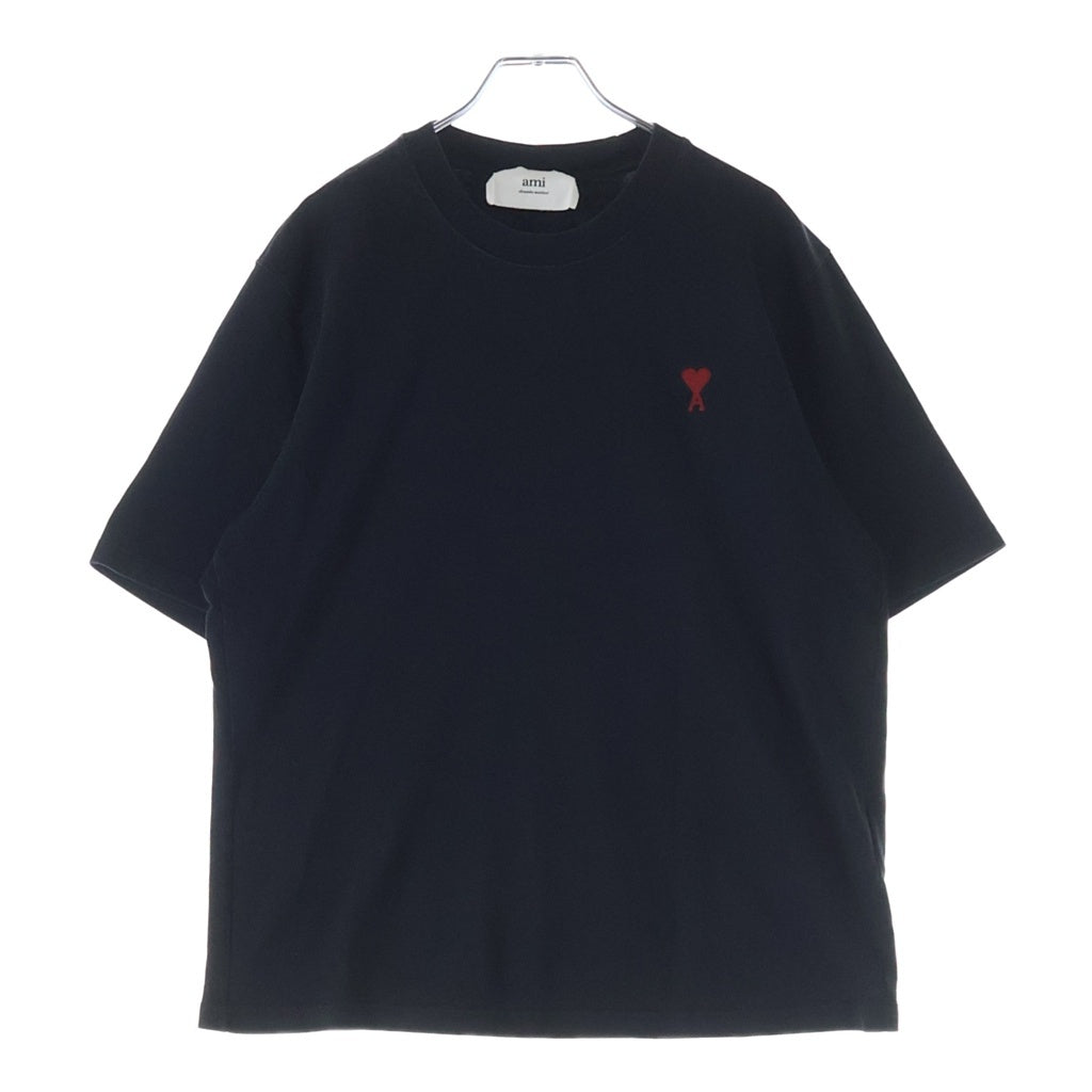 AMI Alexandre Mattiussi(アミアレクサンドルマテュッシ) T-Shirt ハートロゴ刺繍 半袖Tシャツ ブラック BFUTS005.726