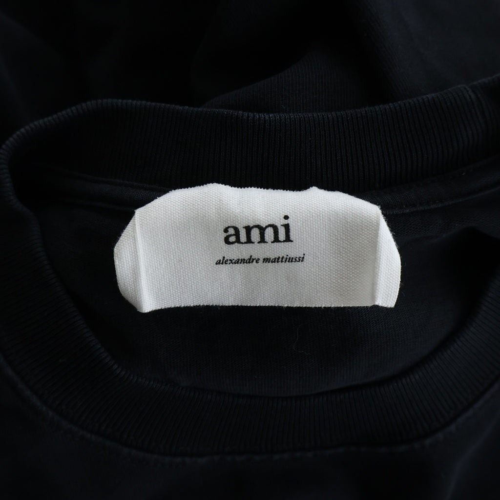 AMI Alexandre Mattiussi(アミアレクサンドルマテュッシ) T-Shirt ハートロゴ刺繍 半袖Tシャツ ブラック BFUTS005.726