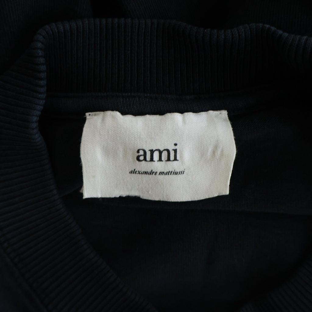 AMI Alexandre Mattiussi(アミアレクサンドルマテュッシ) L/S T-Shirt ハートロゴ刺繍 長袖Tシャツ ロンT ブラック E22UTS200.701