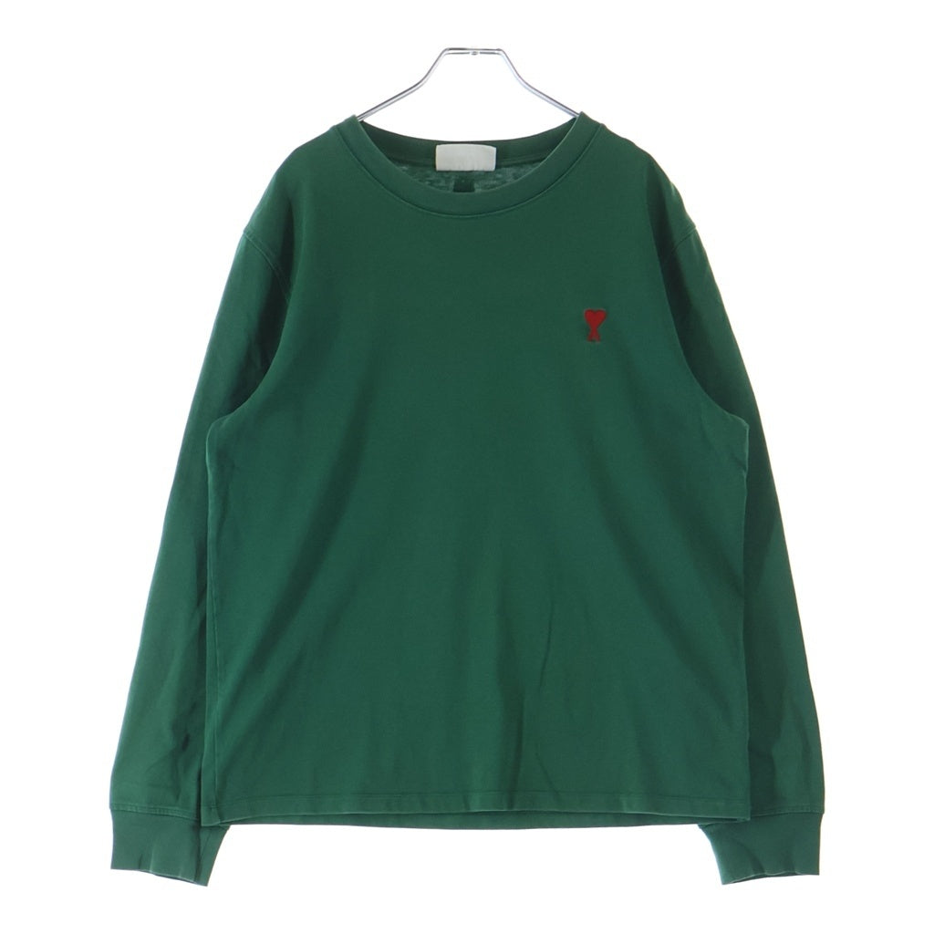 AMI Alexandre Mattiussi(アミアレクサンドルマテュッシ) L/S T-Shirt ハートロゴ刺繍 長袖Tシャツ ロンT グリーン A21HJ005.701