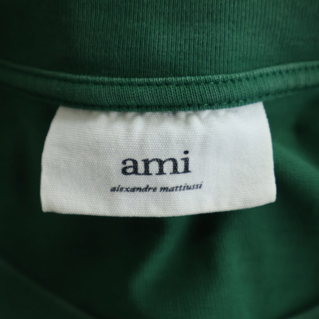 AMI Alexandre Mattiussi(アミアレクサンドルマテュッシ) L/S T-Shirt ハートロゴ刺繍 長袖Tシャツ ロンT グリーン A21HJ005.701