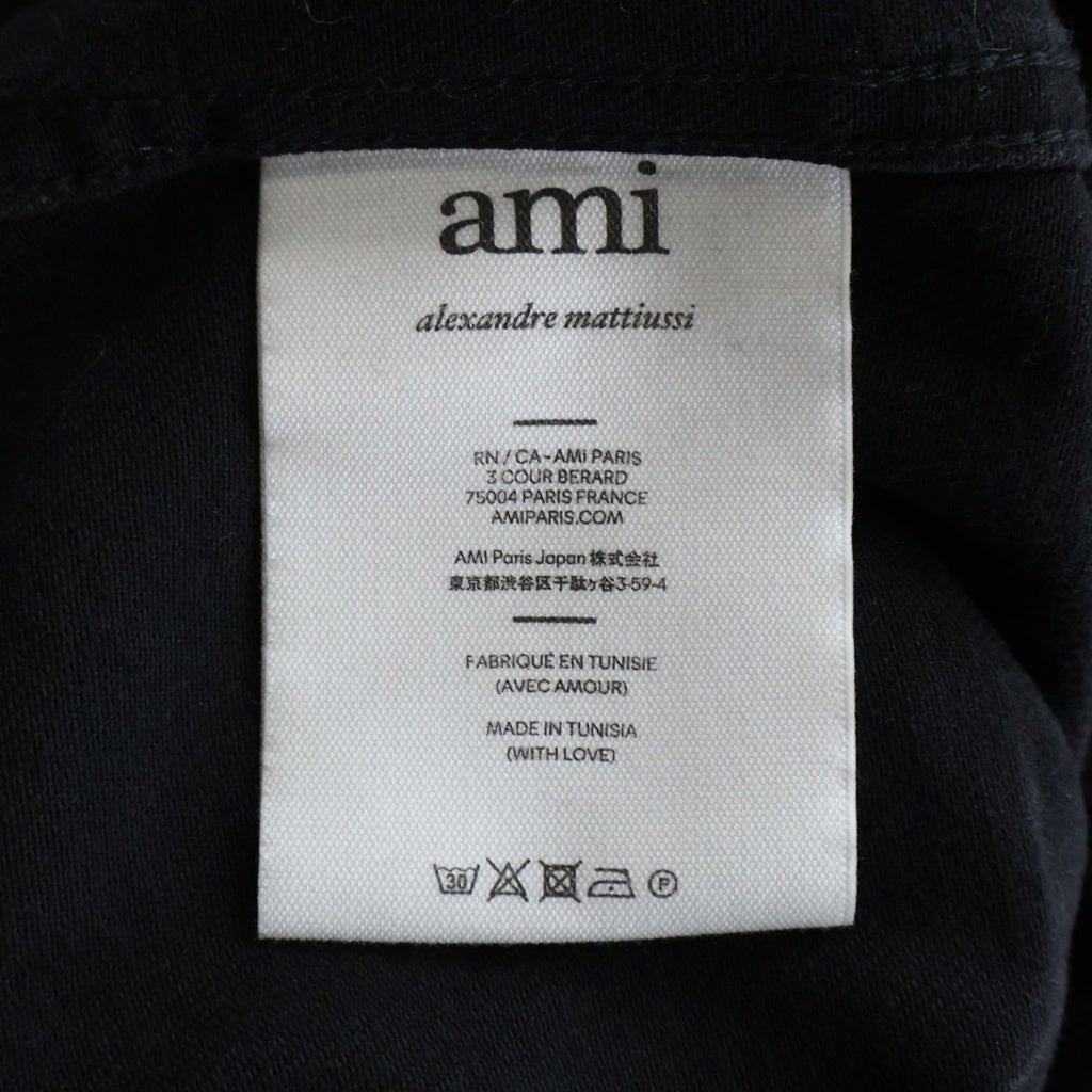 AMI Alexandre Mattiussi(アミアレクサンドルマテュッシ) Denim Shirt ハートロゴ刺繍 長袖デニムシャツ ブラック HSH114.660