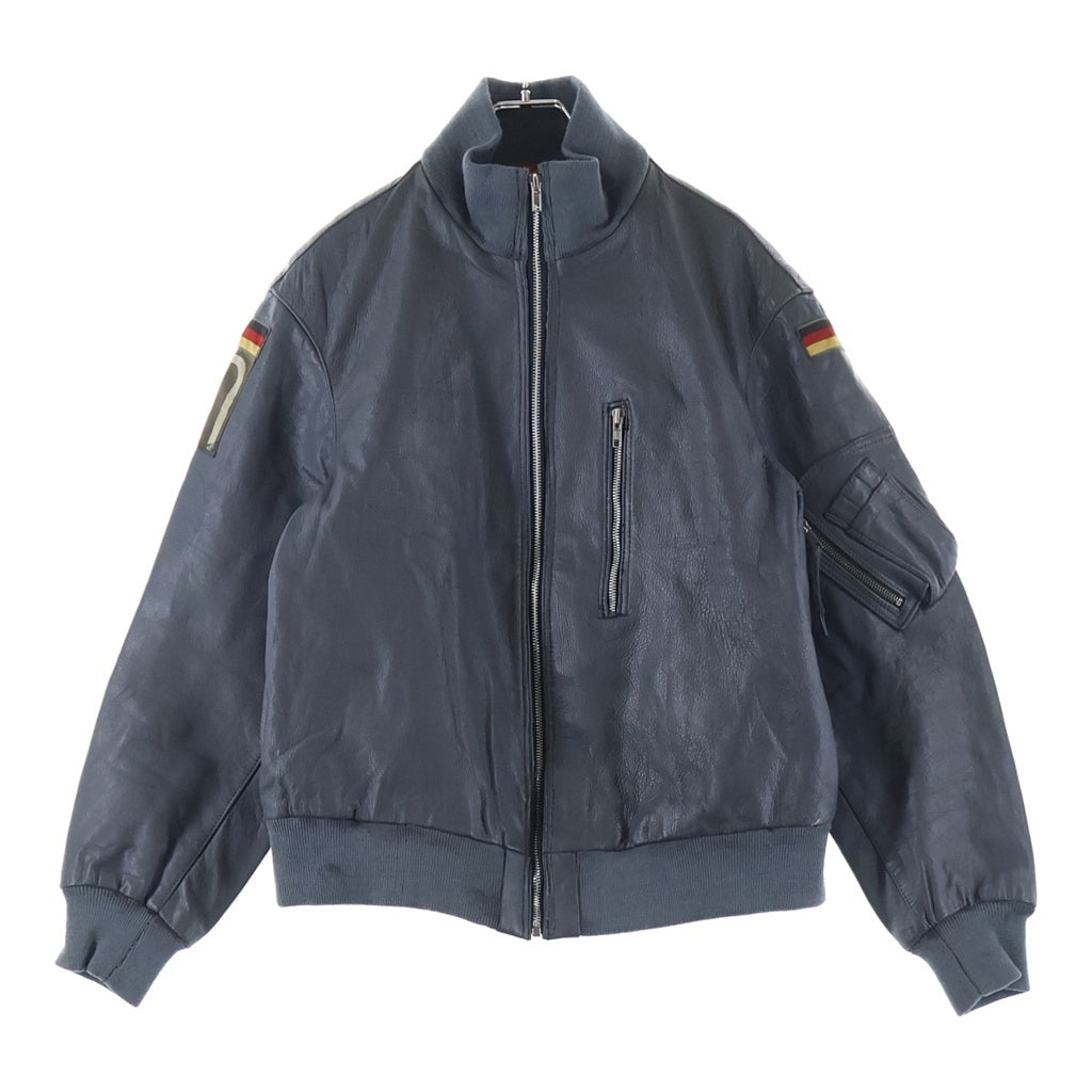 VINTAGE(ヴィンテージ) 70S PAUL SCHULZE BRAKE ヴィンテージ ドイツ軍 ワッペンデザイン ジップアップ レザー パイロットブルゾン グレー