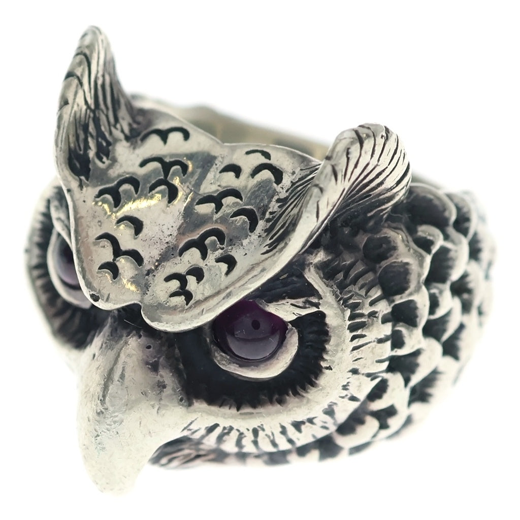 Bill Wall Leather/BWL(ビルウォールレザー) Medium Owl Ring with Stone Eyes ミディアム オウル リング ウィズ ストーン アイズ シルバー