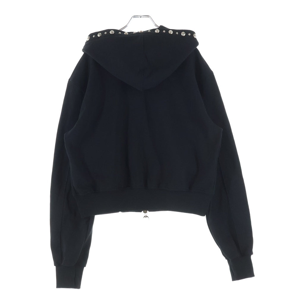 THUG CLUB(サグクラブ) 26SS TC STUDDED LINE CROPPED ZIP-UP HOODIE TC26SS0902W スタッズ クロップド ジップアップフーディ パーカー ブラック