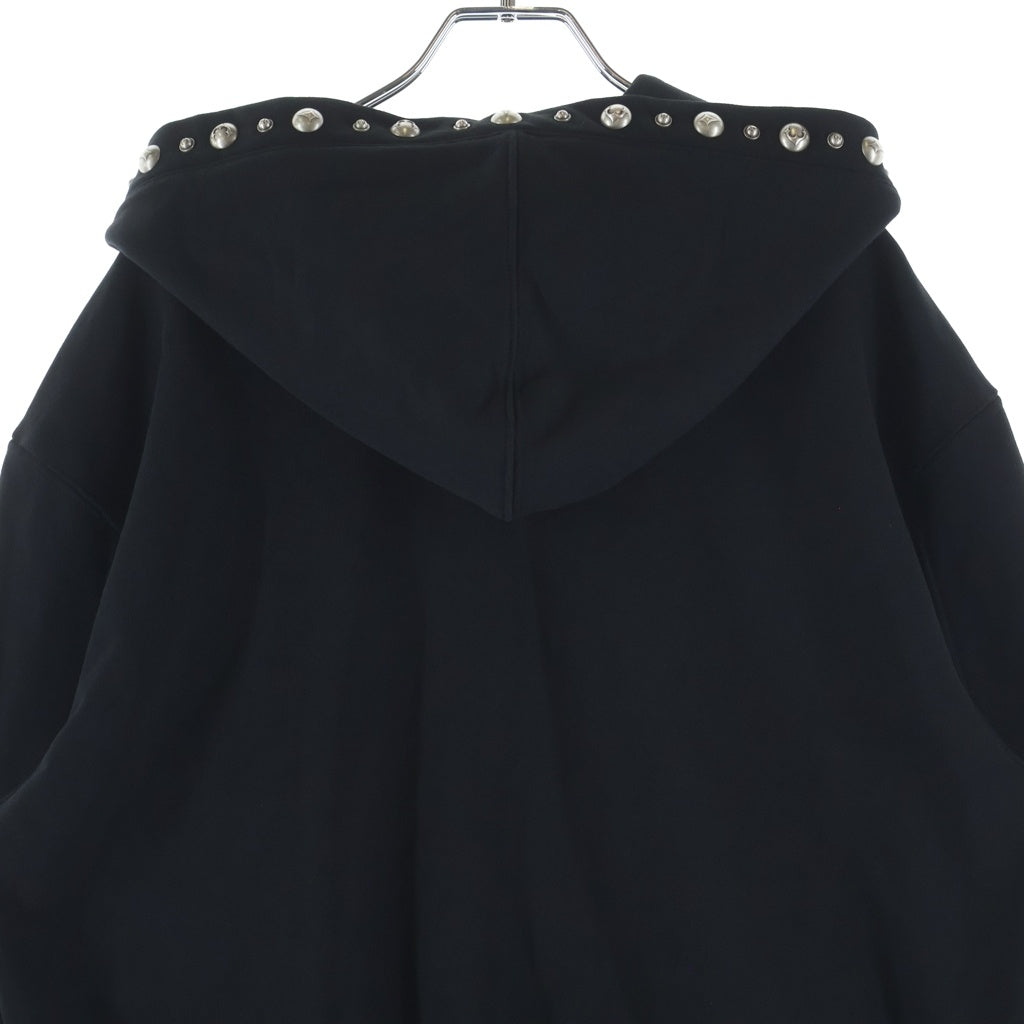THUG CLUB(サグクラブ) 26SS TC STUDDED LINE CROPPED ZIP-UP HOODIE TC26SS0902W スタッズ クロップド ジップアップフーディ パーカー ブラック