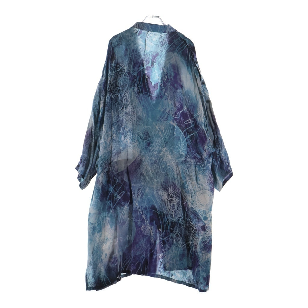Yohji Yamamoto POUR HOMME(ヨウジヤマモト プールオム) 26SS SEA PRINTED SHOULDER OPEN JACKET HK-J75-452 シープリンテッド ショルダーオープン ジャケット ロングシャツ ブルー