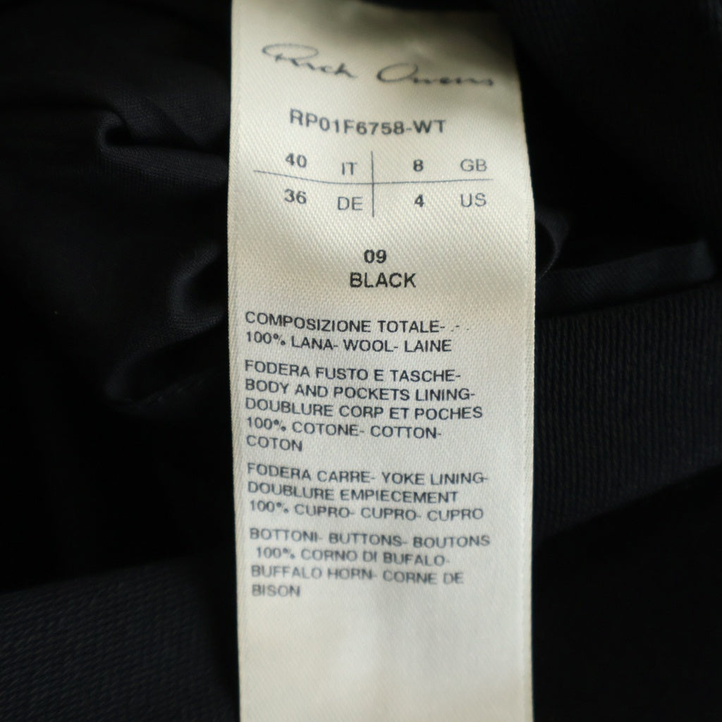 Rick Owens(リックオウエンス) 26SS SL CONCORDIAN JKT RP01F6758-WT コンコルディアン ノースリーブ ジャケット ベスト レディース ブラック