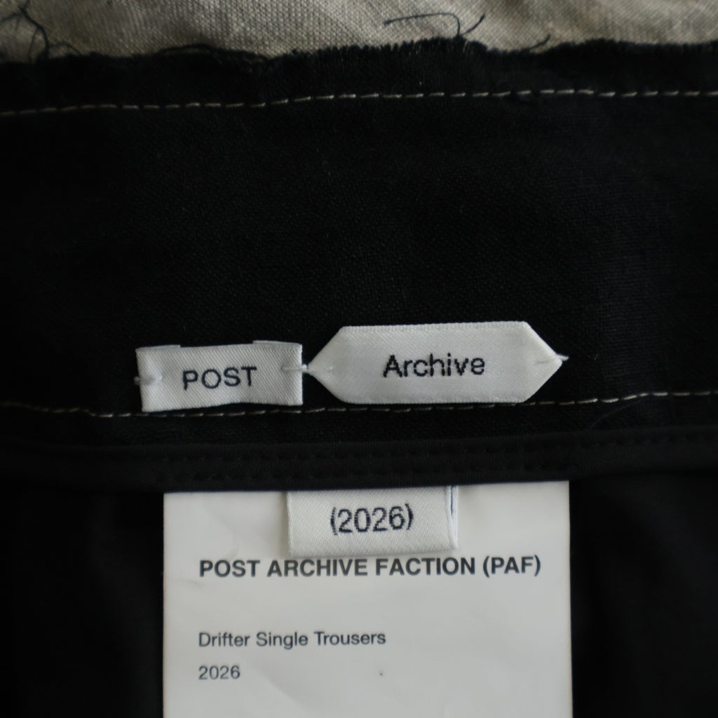 POST ARCHIVE FACTION(ポストアーカイブファクション) 26SS Drifter Single Trousers 26S-23BL ドリフター シングル トラウザーズ リネン パンツ ブラック