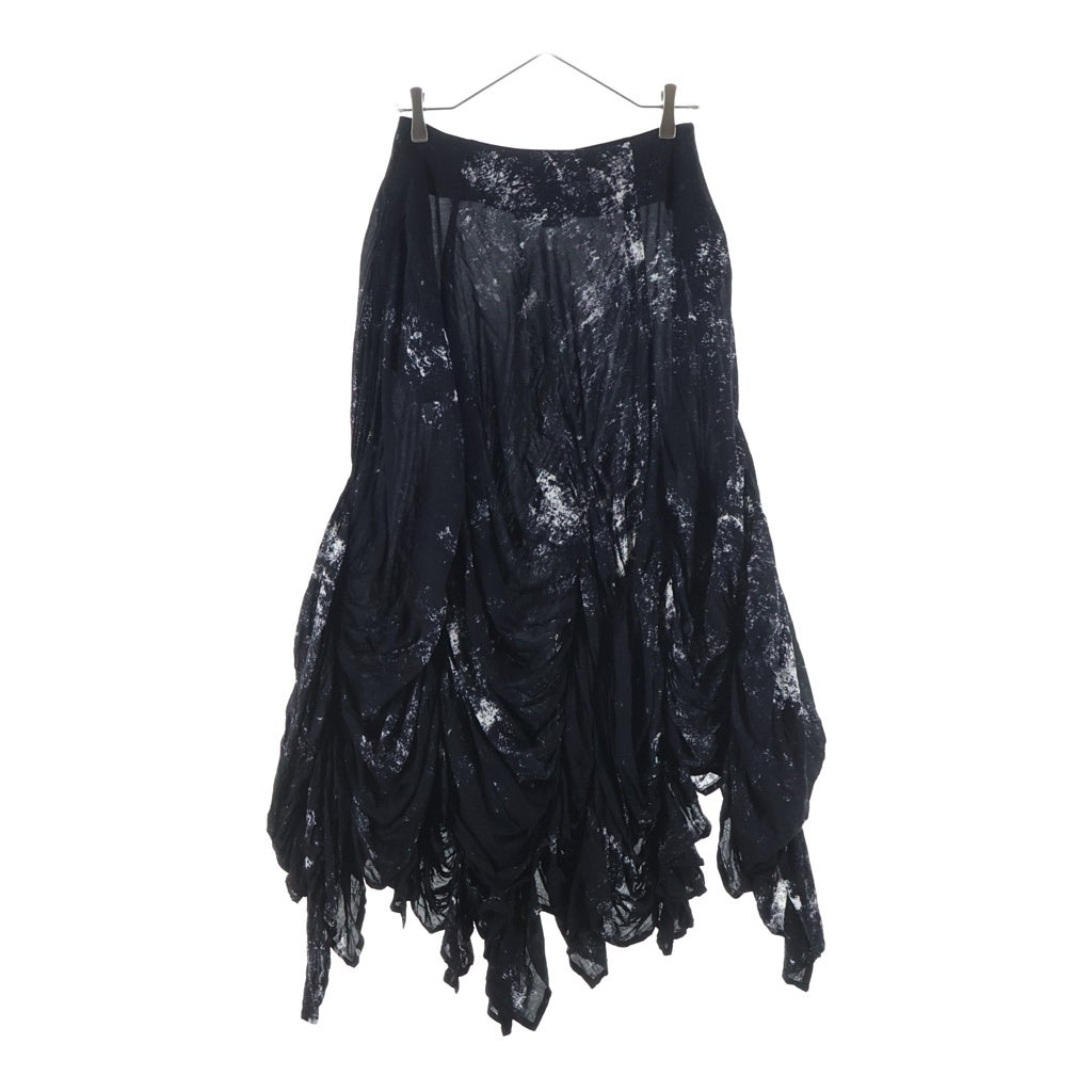 LIMI feu(リミフゥ) GALAXY PT GATHER SKIRT LK-S02-208 ギャラクシー プリント ロングスカート レディース ブラック