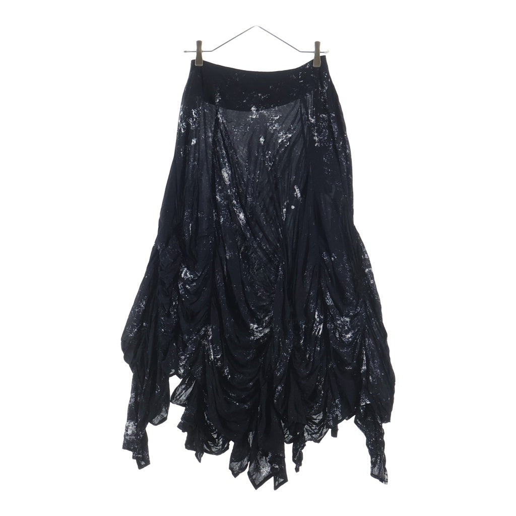 LIMI feu(リミフゥ) GALAXY PT GATHER SKIRT LK-S02-208 ギャラクシー プリント ロングスカート レディース ブラック