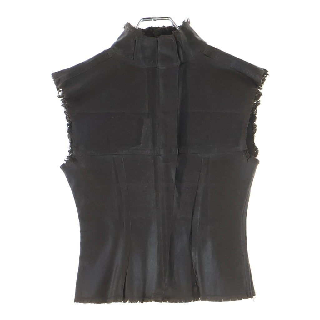 NO BRAND(ノーブランド) OTTOLINGER【オットリンガー】 26SS GLAZED DENIM VEST グレイズド デニム カットオフ ジップアップ ベスト レディース ブラウン