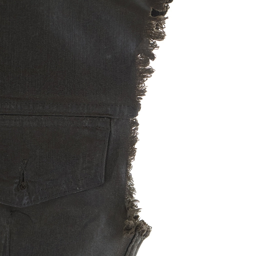 NO BRAND(ノーブランド) OTTOLINGER【オットリンガー】 26SS GLAZED DENIM VEST グレイズド デニム カットオフ ジップアップ ベスト レディース ブラウン